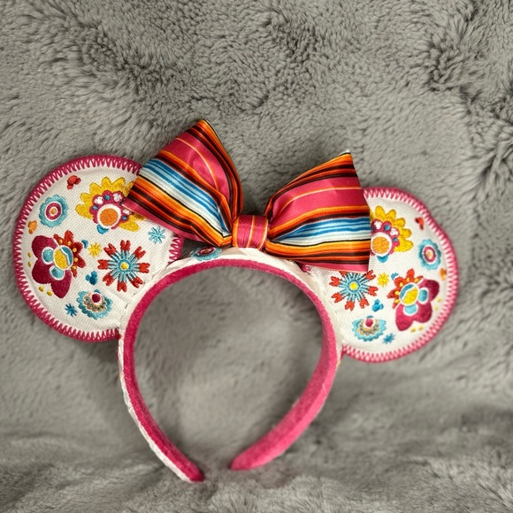 Coco Disney Ears Colorful Floral Embroidered Headband with Bow - Picture 1 of 4